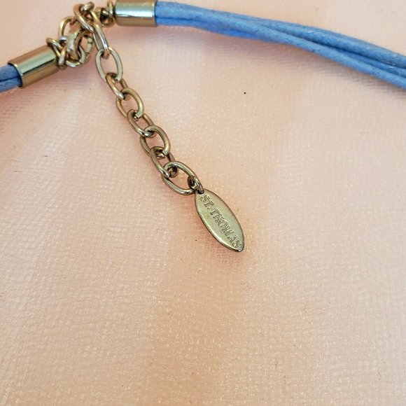SALE! St. Thomas Blue Cord Necklace With Gold Accent - Picture 4 of 6